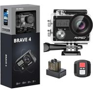 AKASO Brave 4 4K30fps 20MP WiFi Action Camera Ultra Hd with EIS 131ft Waterproof Camera Remote Control 5xZoom Underwater Camcorder with 2 Batteries and Helmet Accessories Kit