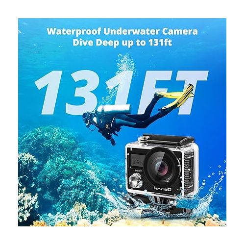  AKASO Brave 4 4K30fps 20MP WiFi Action Camera Ultra Hd with EIS 131ft Waterproof Camera Remote Control 5xZoom Underwater Camcorder with 2 Batteries and Helmet Accessories Kit