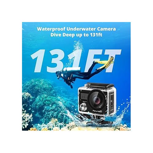  AKASO Brave 4 4K30fps 20MP WiFi Action Camera Ultra Hd with EIS 131ft Waterproof Camera Remote Control 5xZoom Underwater Camcorder with 2 Batteries and Helmet Accessories Kit