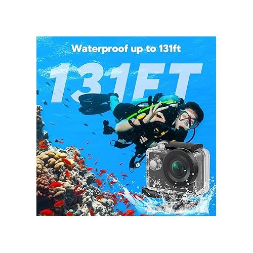  AKASO EK7000 4K30FPS 20MP Action Camera EIS Ultra HD Underwater Camera 131FT Waterproof Camera 170 Degree Wide Angle 4X Zoom Support External Microphone