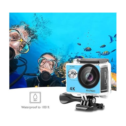  AKASO EK7000 4K30FPS Action Camera Ultra HD Underwater Camera 170 Degree Wide Angle 98FT Waterproof Camera Blue