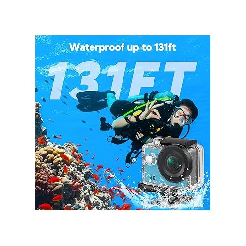  AKASO EK7000 4K30FPS Action Camera Ultra HD Underwater Camera 170 Degree Wide Angle 98FT Waterproof Camera Blue