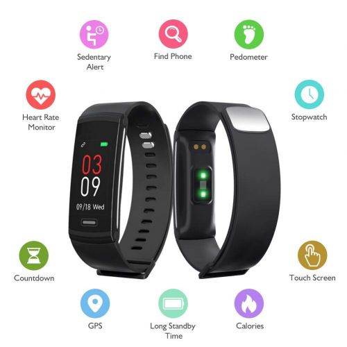  AKASO Fitness Armband mit Pulsmesser, Wasserdicht Fitness Tracker Aktivitatstracker Farbbildschirm Schrittzahler Kalorienzahler Schlafanalyser Pulsuhren Smartwatch Fitnessuhr fuer A