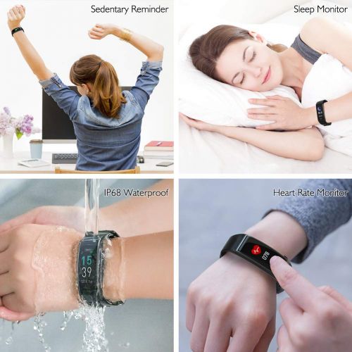  AKASO Fitness Armband mit Pulsmesser, Wasserdicht Fitness Tracker Aktivitatstracker Farbbildschirm Schrittzahler Kalorienzahler Schlafanalyser Pulsuhren Smartwatch Fitnessuhr fuer A