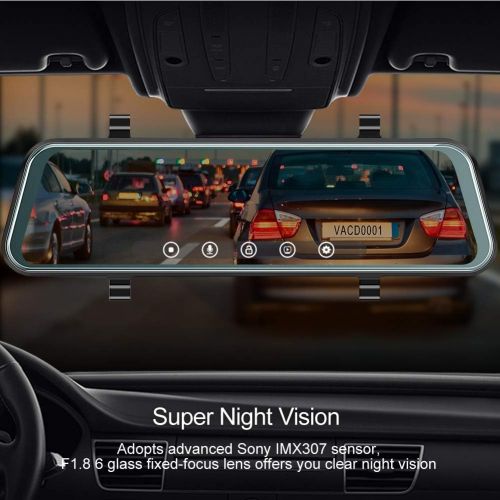  [아마존 핫딜]  [아마존핫딜]Mirror Dash Camera for Cars - AKASO 10 Backup Camera 1080P Dual Dash Cam Front and Rear Stream Media Touch Screen DVR with Sony IMX307 G-Sensor Parking Monitor (32 GB SD Card)