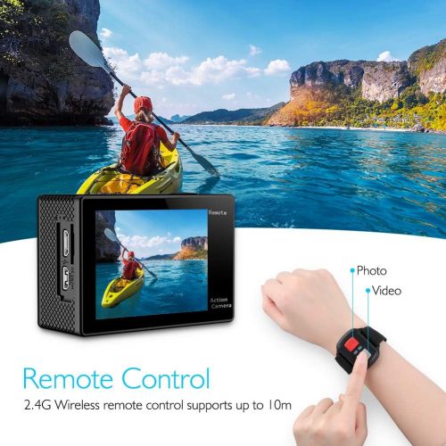  [아마존 핫딜] AKASO EK7000 4K WiFi Action Camera Ultra HD 30m Underwater Waterproof Camera Remote Control Underwater Camcorder with 2 Batteries and Helmet Accessories Kit (2019 Version)