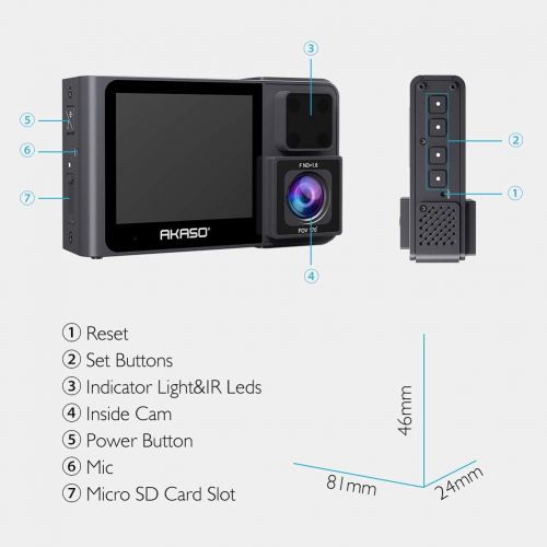  [아마존 핫딜] AKASO Trace 1 Dual Dash Cam for Cars, Car Dash Camera Front 1080P60 Dual 1080P30 340° Coverage Infrared Night Vision with Sony STARVIS Loop Recording G-Sensor Support max. 128GB Ca