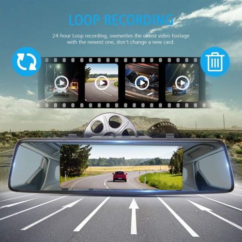  [아마존 핫딜] AKASO Mirror Dash Cam with Backup Camera, 1080P Dual Dash Camera for Cars 7 Stream Media Touchscreen DVR with 32GB Card Front Rear Reversing Image G-Sensor Loop Record Parking Moni