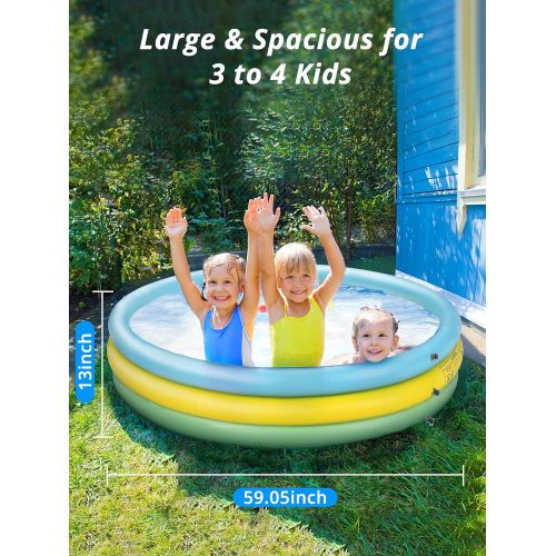  AKASO Kiddie Pools, 59 x 13, Inflatable Swimming Pools For Boys, Girls, Toddlers, Easy Set Up Inflatable Baby Ball Pit Pool for Ages 2+, Garden, Backyard, Outdoor Summer Water Part