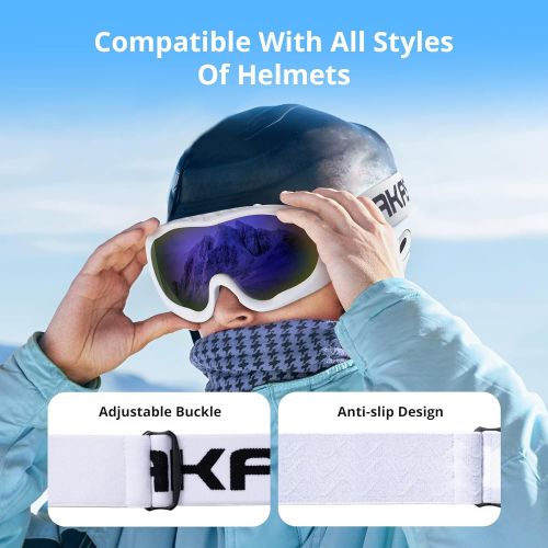  AKASO Alta Ski Goggles, Snowboard Goggles Anti-Fog, 100% UV Protection, Double - Layer Spherical Lenses