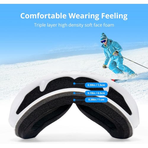  AKASO Alta Ski Goggles, Snowboard Goggles Anti-Fog, 100% UV Protection, Double - Layer Spherical Lenses