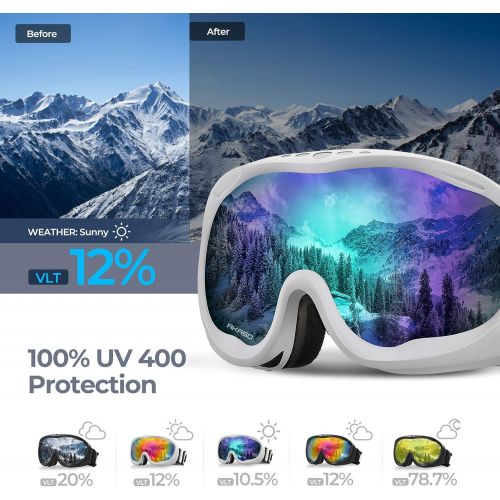  AKASO Alta Ski Goggles, Snowboard Goggles Anti-Fog, 100% UV Protection, Double - Layer Spherical Lenses