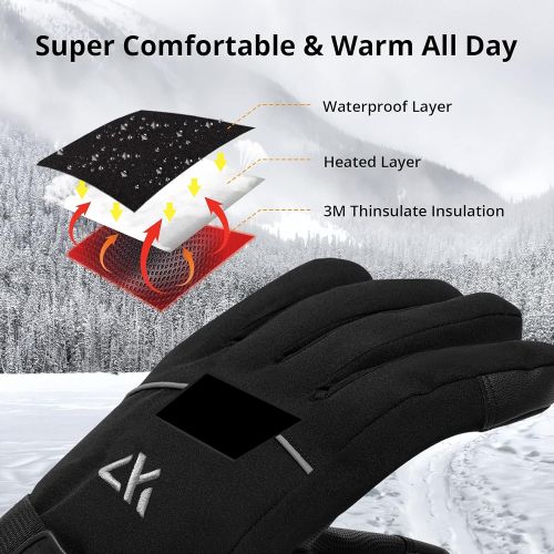  AKASO Heated Gloves for Men Women, Electric Heated Ski Gloves Best Gift