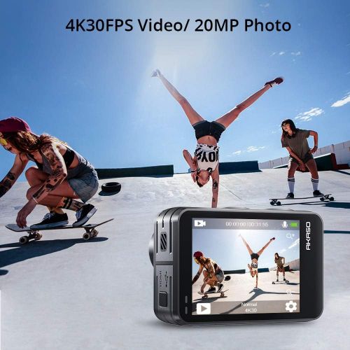  [아마존베스트]AKASO Brave 7 LE 4K30FPS 20MP WiFi Action Camera with Touch Screen Vlog Camera EIS 2.0 Remote Control 131 Feet Underwater Camera with 2X 1350mAh Batteries