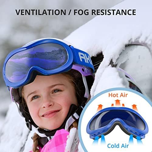  AKASO Kids Ski Goggles for Youth, Kids, Anti-Fog, 100% UV Protection, Double-Layer Spherical Lenses