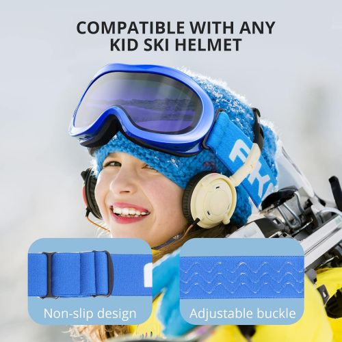  AKASO Kids Ski Goggles for Youth, Kids, Anti-Fog, 100% UV Protection, Double-Layer Spherical Lenses