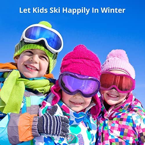  AKASO Kids Ski Goggles for Youth, Kids, Anti-Fog, 100% UV Protection, Double-Layer Spherical Lenses