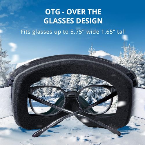 AKASO OTG Ski Goggles, Snowboard Goggles, Mag-Pro Magnetic Interchangeable Lenses, Snow Goggles for Men & Women