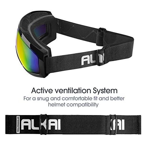  AKASO Ski Goggles, Snowboard Goggles - Anti-Fog, 100% UV Protection, Double-Layer Spherical Lenses for Adult & Kids