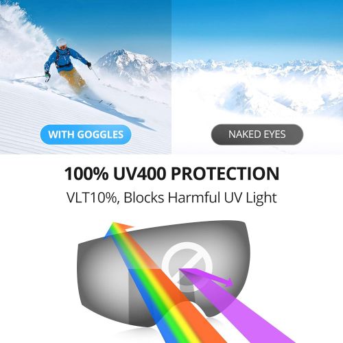  AKASO OTG Ski Goggles - 100% UV Protection Anti Fog Snowboard Goggles Helmet Compatible Snow Goggles