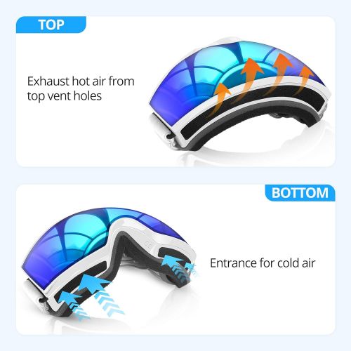  AKASO OTG Ski Goggles - 100% UV Protection Anti Fog Snowboard Goggles Helmet Compatible Snow Goggles