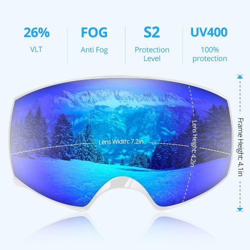  AKASO OTG Ski Goggles - 100% UV Protection Anti Fog Snowboard Goggles Helmet Compatible Snow Goggles