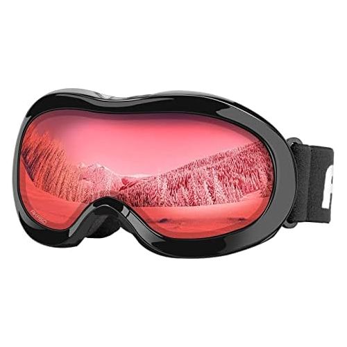  AKASO Kids Ski Goggles for Youth, Kids, Anti-Fog, 100% UV Protection, Double-Layer Spherical Lenses