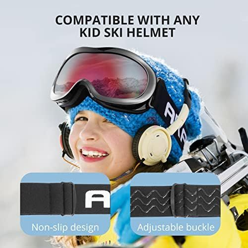  AKASO Kids Ski Goggles for Youth, Kids, Anti-Fog, 100% UV Protection, Double-Layer Spherical Lenses