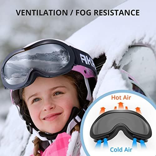  AKASO Kids Ski Goggles for Youth, Kids, Anti-Fog, 100% UV Protection, Double-Layer Spherical Lenses