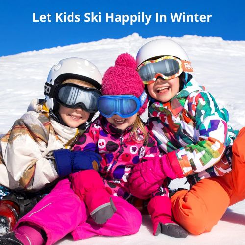  AKASO Kids Ski Goggles for Youth, Kids, Anti-Fog, 100% UV Protection, Double-Layer Spherical Lenses