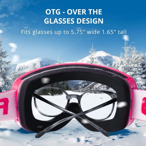  AKASO OTG Ski Goggles, Snowboard Goggles, Mag-Pro Magnetic Interchangeable Lenses, Snow Goggles for Men & Women