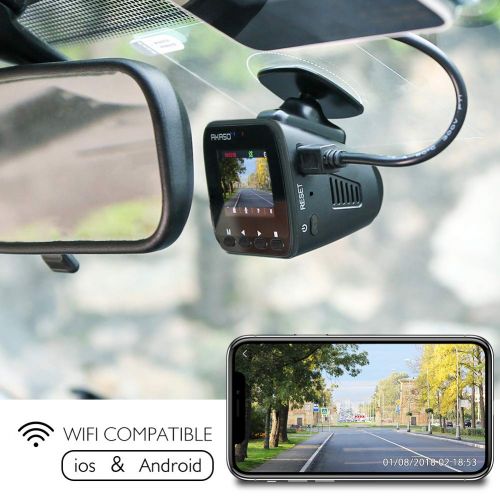  Dash Cam Dashboard Recording Camera - AKASO V1 Car Recorder, 1296P FHD, GPS, G-Sensor, WiFi with Phone APP, Night Vision, Loop Record, Parking Monitor, 170°Wide Angle, with 16GB Ca