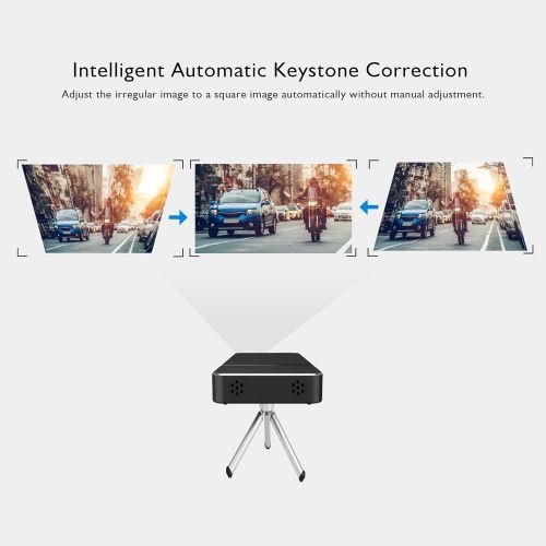  Mini Video Projector, AKASO Portable Pico Projector 1080P HD DLP LED 50 ANSI Lumens with WiFi, HDMI, USB, Micro SD & 3.5mm Audio and Remote Control for iPhone Android Laptop PC