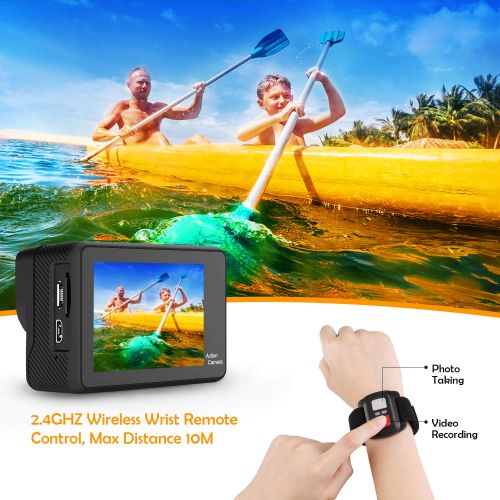  WiMiUS 4K Sports Action Camera Touchscreen HD 16MP Underwater Cameras WiFi Waterproof Sports Cam Camcorder 170°Wide-Angle Lens 2.4G Remote Control with Accessories Kit