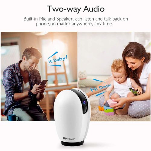  AKASO WiFi Camera 1080P, Work with Alexa & Google Home & Fire TV Home Surveillance HD Security Wireless Baby Monitor, Two-Way Audio, Night Vision, Remote Access, Motion Detect, Clo