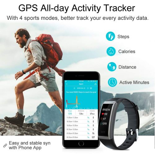  AKASO Fitness Tracker HR, Activity Tracker Watch with Heart Rate and Sleep Monitor, Waterproof Step Counter, Calorie Counter, Smart Fitness Band,Physiological Remind