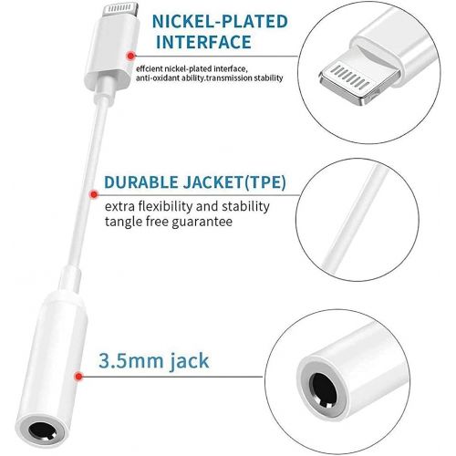  AKAVO Apple MFi Certified 3 Pack Lightning to 3.5 mm Headphone Jack Adapter iPhone 3.5mm Jack Aux Dongle Cable Earphones Headphones Converter Compatible with iPhone 12 12 Pro11 XR XS X 8