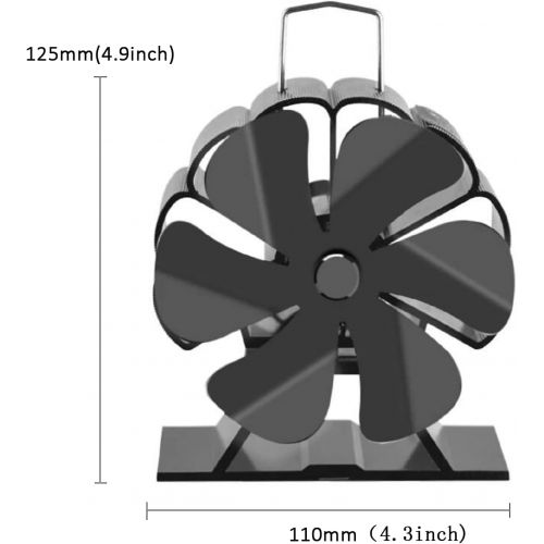  AKBQ Fireplace Fan 6 Blades Heat Powered Stove Fan Eco Friendly Quiet Fan for Wood Log Burner Home Efficient Heat Pleasant