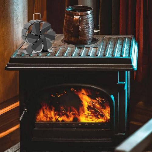  AKBQ Fireplace Fan 6 Blades Heat Powered Stove Fan Eco Friendly Quiet Fan for Wood Log Burner Home Efficient Heat Pleasant