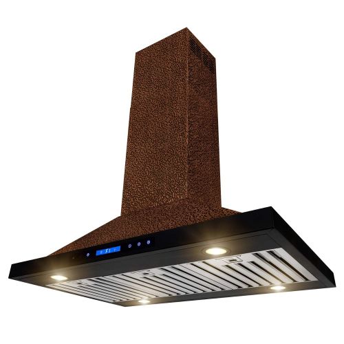  AKDY 30 Modern Kitchen Island Mount Stainless Steel Powerful Range Hood Cooking Fan LED Display Touch Screen Control Quiet Noise Reduce Design