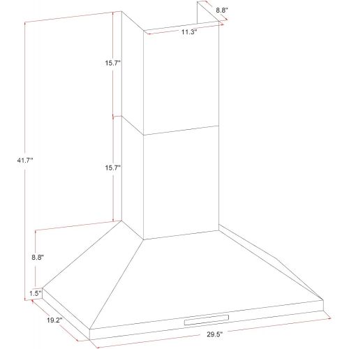  AKDY 30 Stainless Steel Tempered Glass Wall Mount Touch Control Kitchen Vent Range Hood