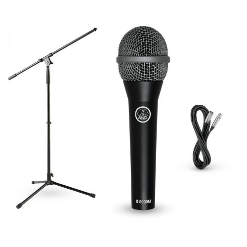  AKG},description:Hypercardioid dynamic microphone with low impedance cable and a tripod boom stand. Ideal for vocals, instruments and other stage applications.