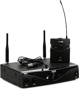 AKG Pro Audio WMS420 Presenter Set Band A Wireless Microphone System with SR420 Stationary Receiver, P420 Pocket Transmitter, and C417L Lavalier Microphone