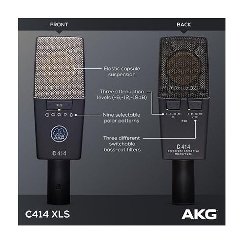  AKG Pro Audio C414 XLS Stereoset Instrument Condenser Microphone, Multipattern, Matched Pair