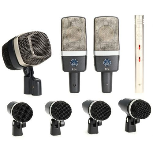  AKG Drum Set Premium 8-piece Microphone Set with Stands and Cables