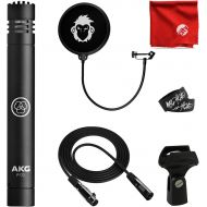 AKG P170 Small-Diaphragm Cardioid Condenser High-Performance Instrument Recording Microphone Bundle with 10-Foot XLR Cable, Pop Filter, Cable Ties and Microfiber Cloth