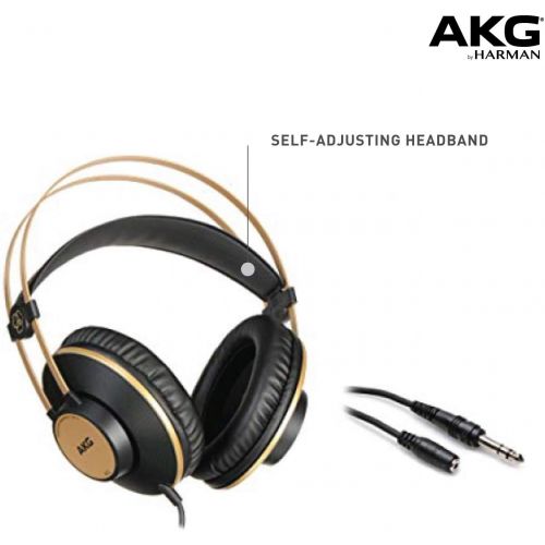  AKG Pro Audio K92 Over-Ear, Closed-Back, Studio Headphones, Matte Black and Gold