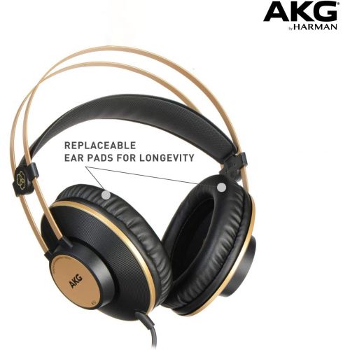  AKG Pro Audio K92 Over-Ear, Closed-Back, Studio Headphones, Matte Black and Gold