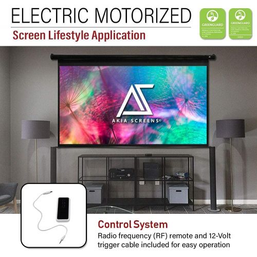  [아마존베스트]Akia Screens 104 inch Motorized Electric Remote Controlled Drop Down Projector Screen 4:3 8K 4K HD 3D Retractable Ceiling Wall Mount Black Projection Screen Office Home Theater Mov