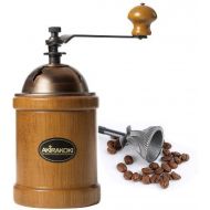 AKIRAKOKI Manual Coffee Grinder Wooden Coffee Bean Mill with Cast Iron Burr, Large Capacity Hand Crank, Portable Adjustable